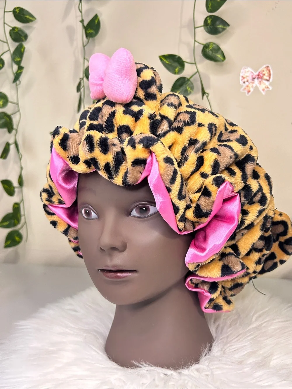 Hello Kitty Pink Leopard Plush Headband Gift Set with Pink Brush & Lip Gloss